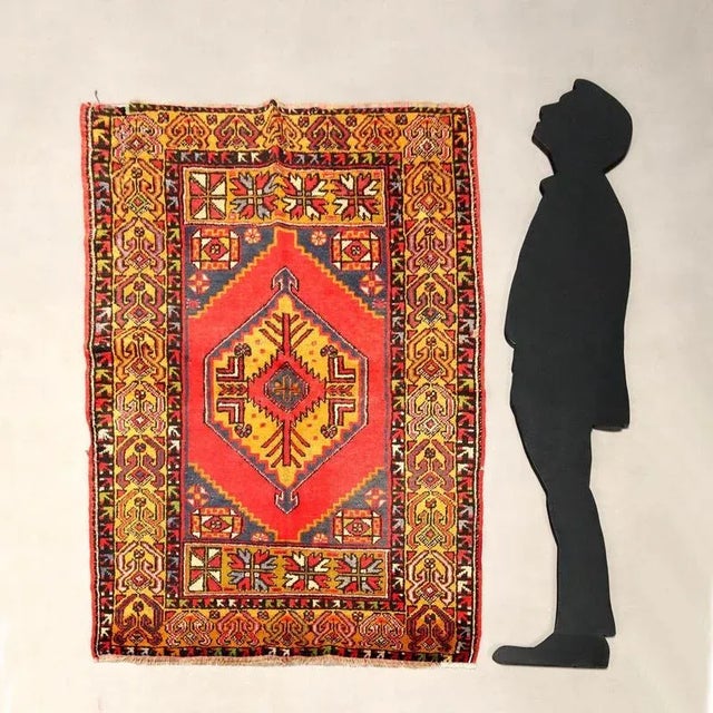 Ortakoy wool rug, large knot, hand-made. This piece is attributed to the mentioned designer/maker. It has no attribution...