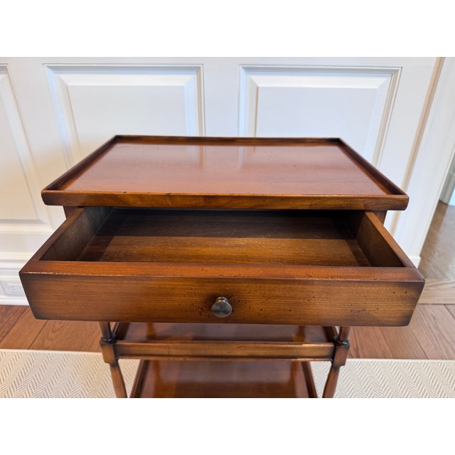 Antique Fruitwood Three Tier Side Table W/ Drawer For Sale - Image 4 of 14