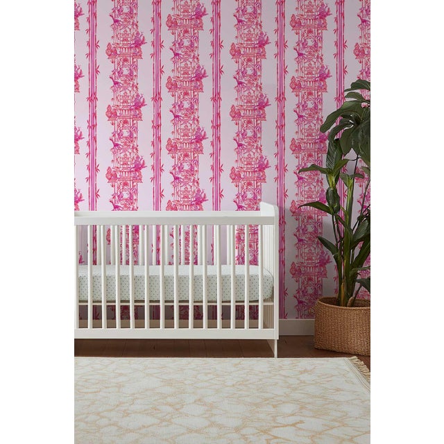 Not Yet Made - Made To Order Chinoiserie Shenanigans Toile Grasscloth Wallpaper by House Party | Cherry Blossom Pink | 8 Yards For Sale - Image 5 of 8