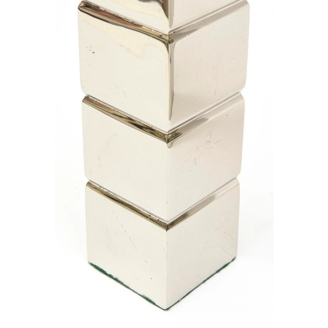 Vintage Silver Plate Modernist Candlesticks Pair of Restored For Sale - Image 9 of 12