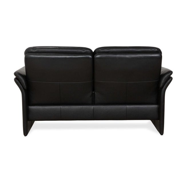 Black Erpo City Leather Two-Seater Sofa For Sale - Image 8 of 10