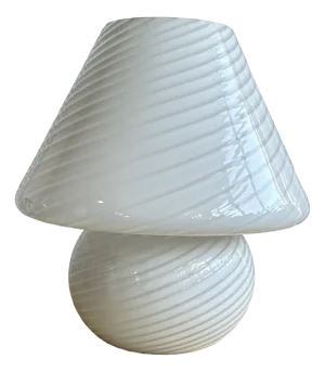 Large Mid-Century Modern Italian Swirl Murano Glass Mushroom Table Lamp, 1970s