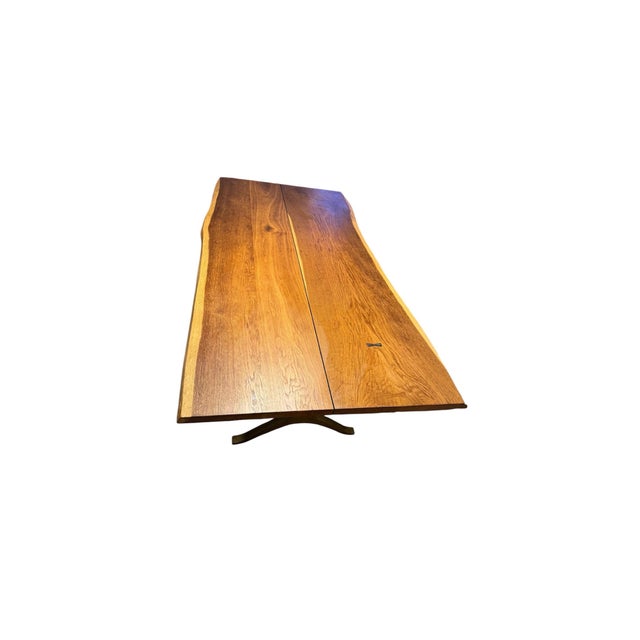 Anthropologie Anthropologie Nemus Dining Table 80” Bronze Legs Natural Live Edge For Sale - Image 4 of 6