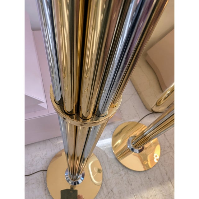 Vintage Gilt and Chrome Floor Lamps from Baulmann, Germany, 1980s, Set of 2 For Sale - Image 12 of 18