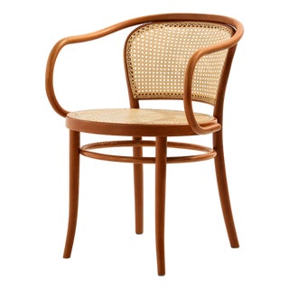 Beech and Rattan Armchair, 1970s For Sale