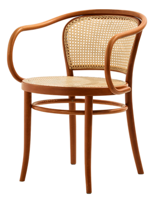 Beech and Rattan Armchair, 1970s