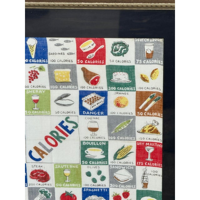 Vintage 1950’s Framed Calories Handkerchief For Sale - Image 4 of 7