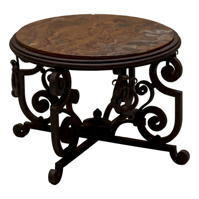 Mid-Century Modern French Wrought Iron Side Table, 1950s For Sale