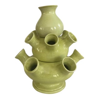 Chartreuse Italian Ceramic Tulipière For Sale