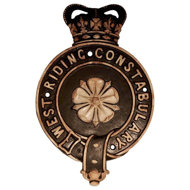 Metal West Riding Constabulary Cast Iron Wall Plaque, 1900s For Sale - Image 7 of 8