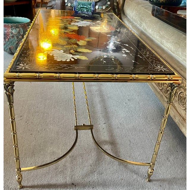French Maison Bagues Bronze & Lacquer Coffee Table For Sale - Image 9 of 16