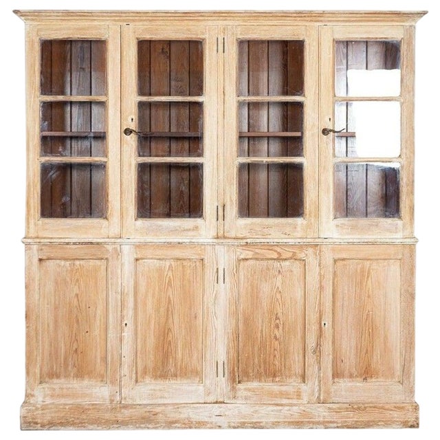 Large 19th Century English Pine Bleached Bookcases, 1900s For Sale