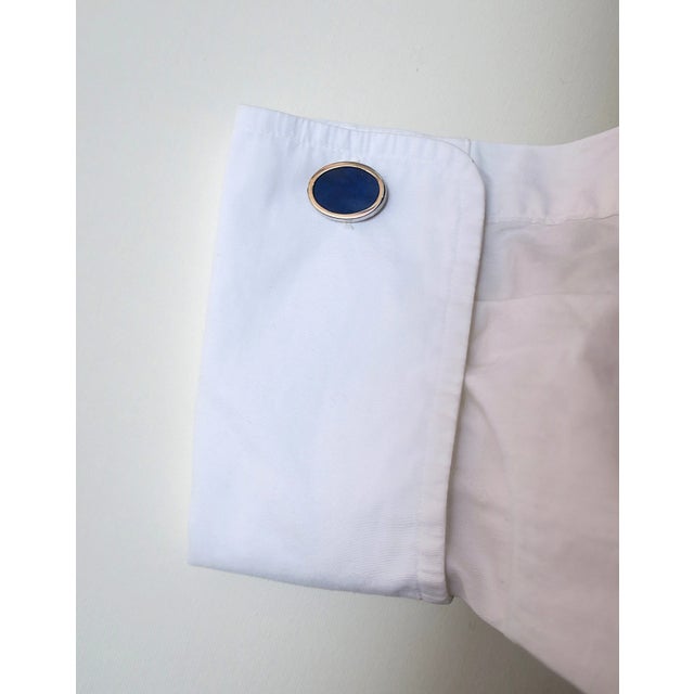Traditional Blue Lapis and Sterling Silver Cufflinks For Sale - Image 3 of 8