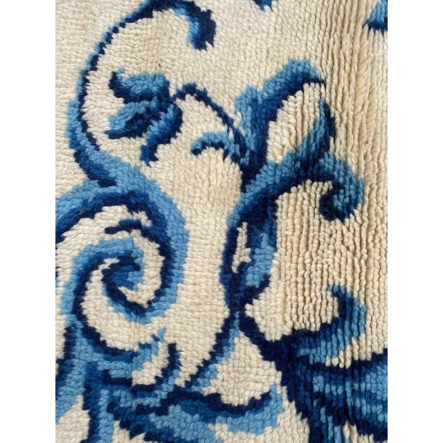 Blue Vintage French Hand Knotted Cogolin Rug For Sale - Image 8 of 10