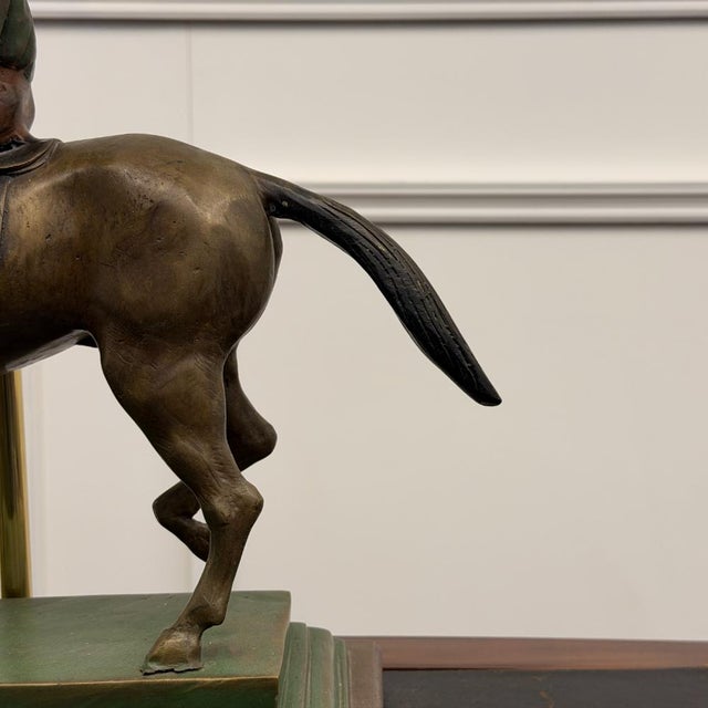 Classic English Bronze Horseman Table Lamp For Sale - Image 8 of 10