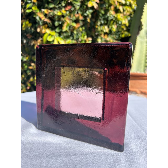 Vintage Plum Glass Square Catchall Dish For Sale - Image 10 of 17