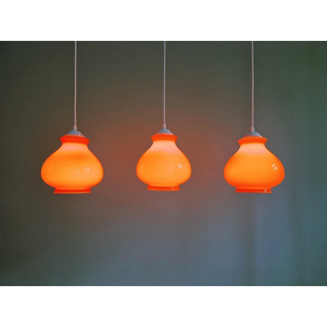 Vintage Orange Opaline Pendant Lights, 1960s, Set of 3 For Sale - Image 11 of 12