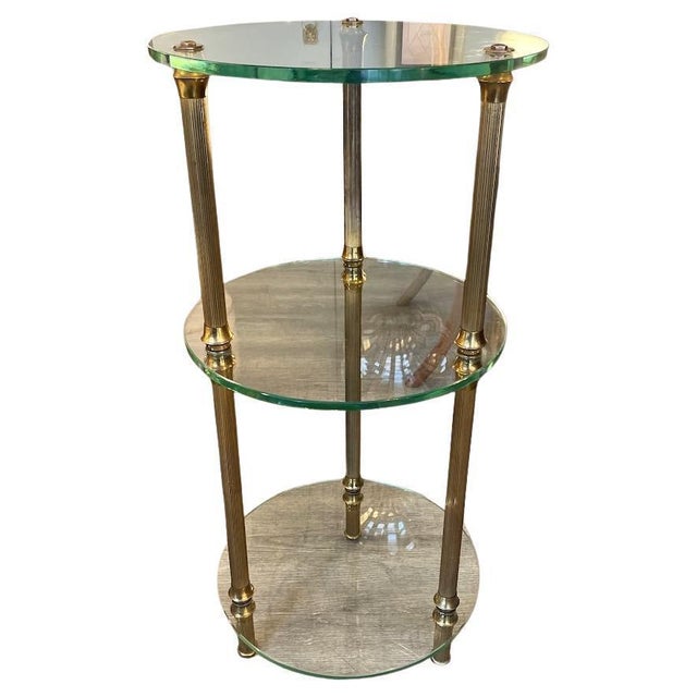 Glass and Brass Side Table, 1950s For Sale - Image 13 of 13