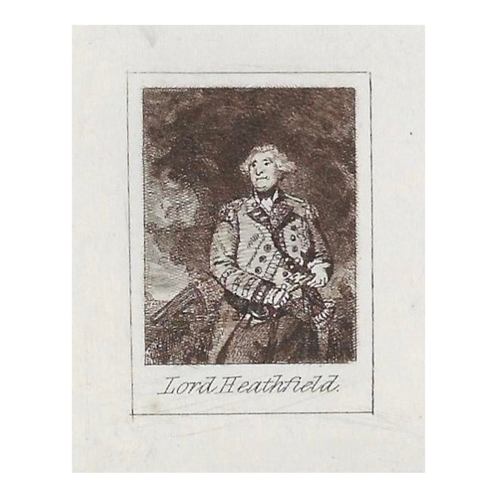 Miniature Portrait Engraving of Lord Heathfield | Chairish