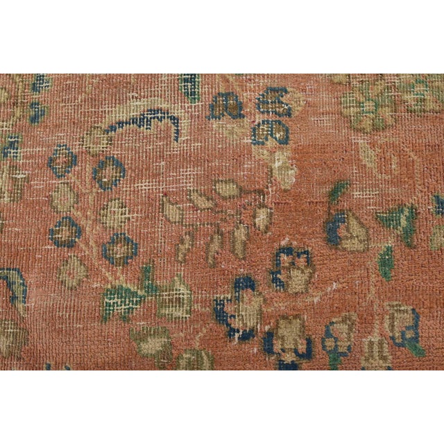 Tabriz Rug 6’6” X 9’9” Pink Wool Vintage Distressed Hand-Knotted Carpet For Sale - Image 10 of 15