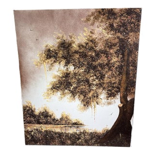 Chester Lewis Perez Textured Impasto Textured Oil Painting Cypress Tree Swamp 20x24 For Sale