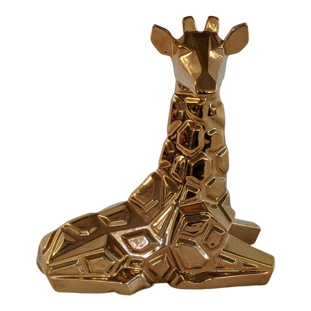 1970s 24k Gold Plated Ceramic Giraffe Sculpture by Jaru For Sale