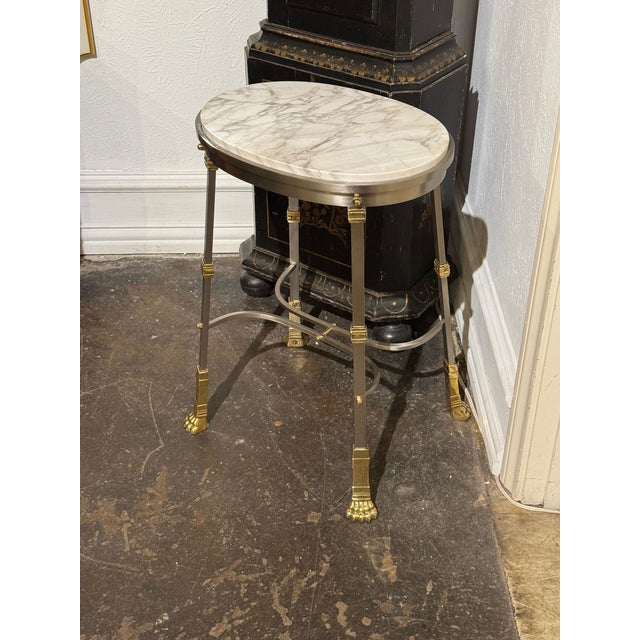Vintage French Maison Jansen Steel Side Table For Sale In Dallas - Image 6 of 7