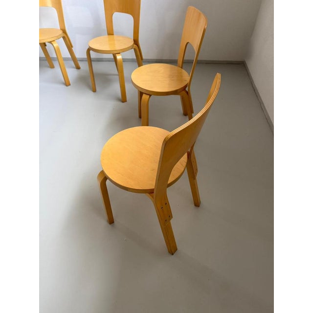 Mid-Century Modern Model 66 Chairs by Alvar Aalto for Artek, 1980s, Set of 4 For Sale - Image 3 of 6