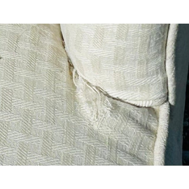 Vintage Pair of Skirted Barrel Club Chairs With Casters – Transitional Upholstered Accent Chairs in Neutral Textured Fabric For Sale - Image 14 of 15