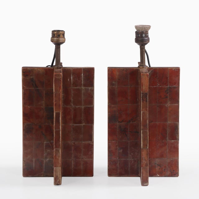 Jean-Michel Frank Contemporary Mica Covered Table Lamps in the Manner of Jean-Michel Frank - a Pair For Sale - Image 4 of 6