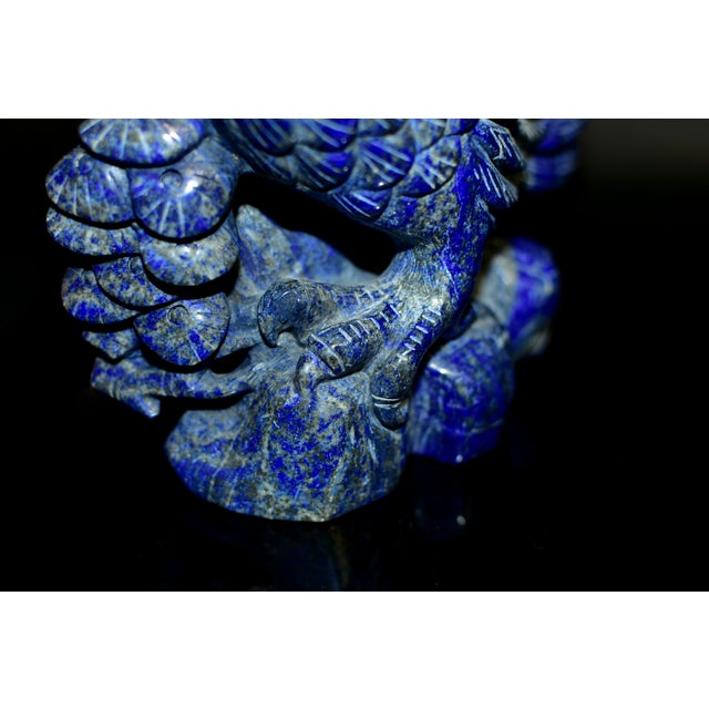 Mid 20th Century Lapis Lazuli Eagle Sculpture Large Natural Gemstone Statue For Sale - Image 5 of 11