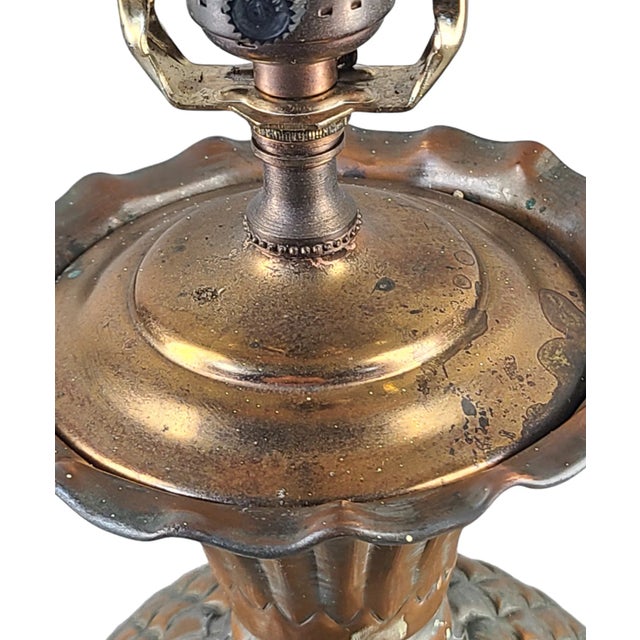 Early 20th Century Early 20th Century Hand Hammered Copper Repousse Moroccan Style Made in Egypt Table Lamp For Sale - Image 5 of 12
