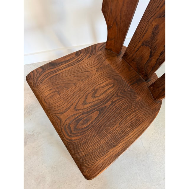 Wood Brutalist Oak Chairs (After De Puydt) 1960s Hand Crafted, Set of 4 For Sale - Image 7 of 7