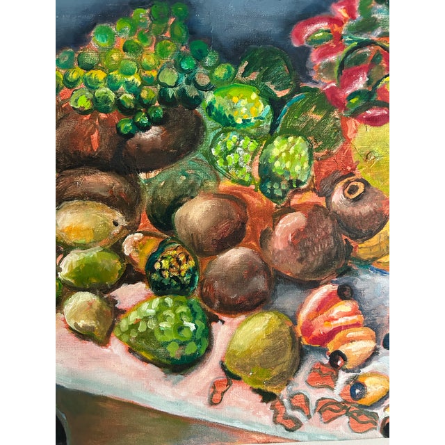 Vintage Impressionist Still Life Oil Painting of Tropical Fruit For Sale In Philadelphia - Image 6 of 7