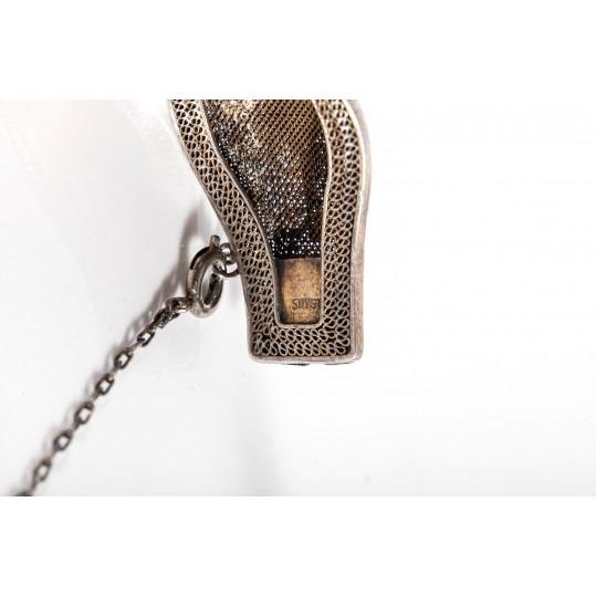 Large 8" Chinese Silver Filigree Bracelet With Carnelian and Enamel, 1930s–40s Export For Sale - Image 10 of 11