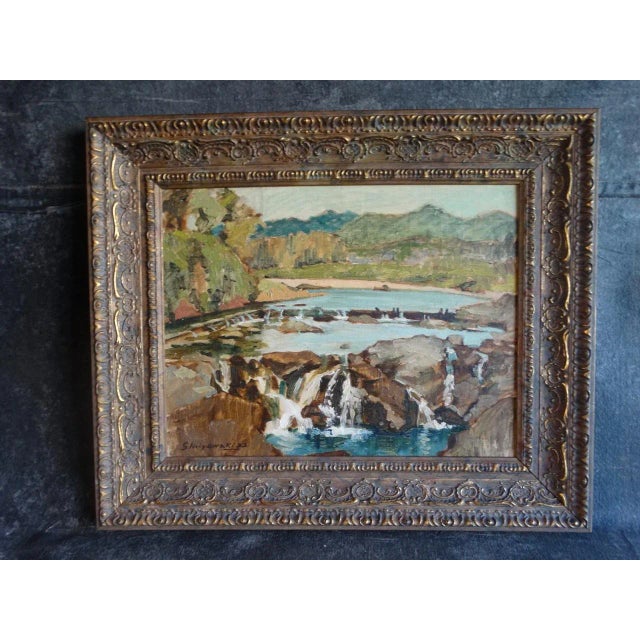 1952 "The Cataracts" Modern Abstract Oil Painting on Board by S. Miyawaki, Framed For Sale - Image 10 of 10