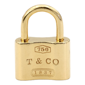 Early 19th Century Tiffany & Co. 18k Yellow Gold Padlock Charm Pendant Necklace (Non Openable)