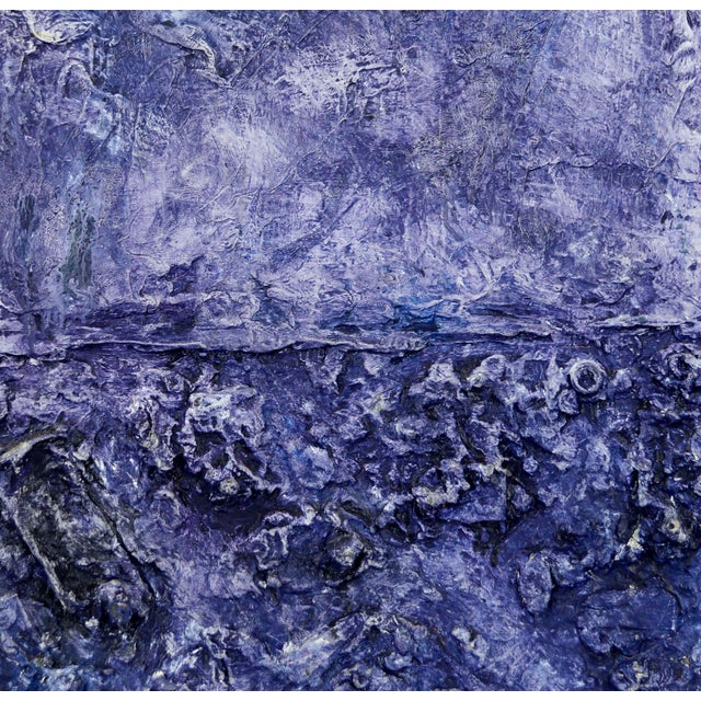 Mid Century Textural Color-Field Abstract in Royal Blue-Purple by Peter Witwer For Sale - Image 4 of 8