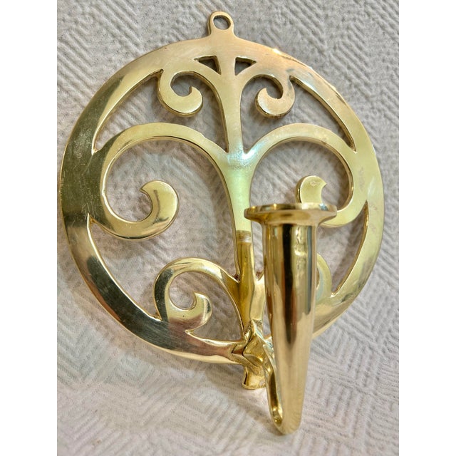 Virginia Metal Crafters Late 20th Century Virginia Metal Crafters Brass “Tree of Life” Candle Wall Sconces - A Pair For Sale - Image 4 of 9