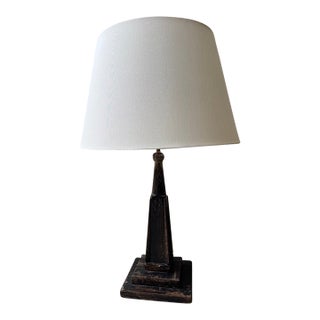 Vintage Black Wooden Table Lamp For Sale