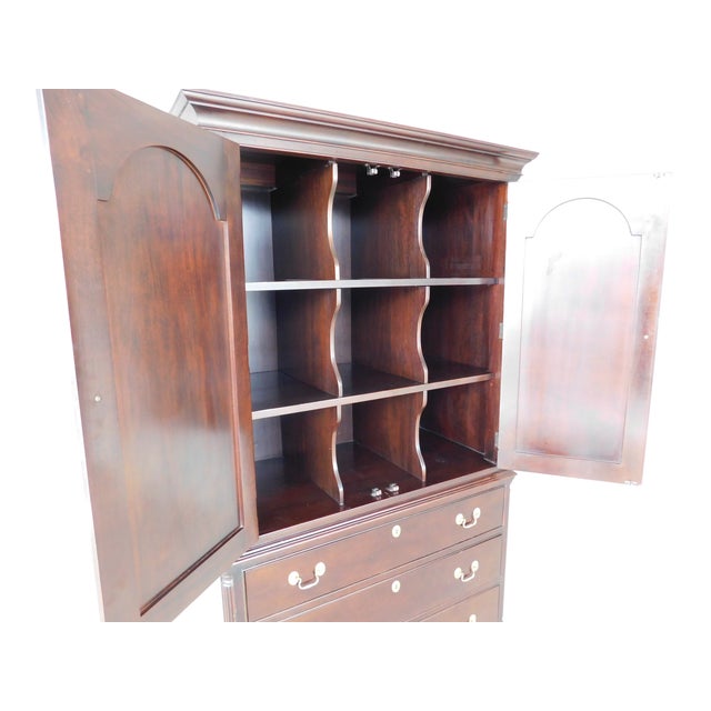 Traditional Stickley Mahogany Georgian Style Armoire Gentlemans Tall Chest 72.25"h For Sale - Image 3 of 18
