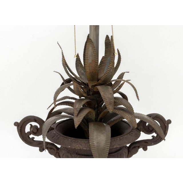 Maison Jansen Style Cast Palm Leaf Motif Lamp For Sale In New York - Image 6 of 8