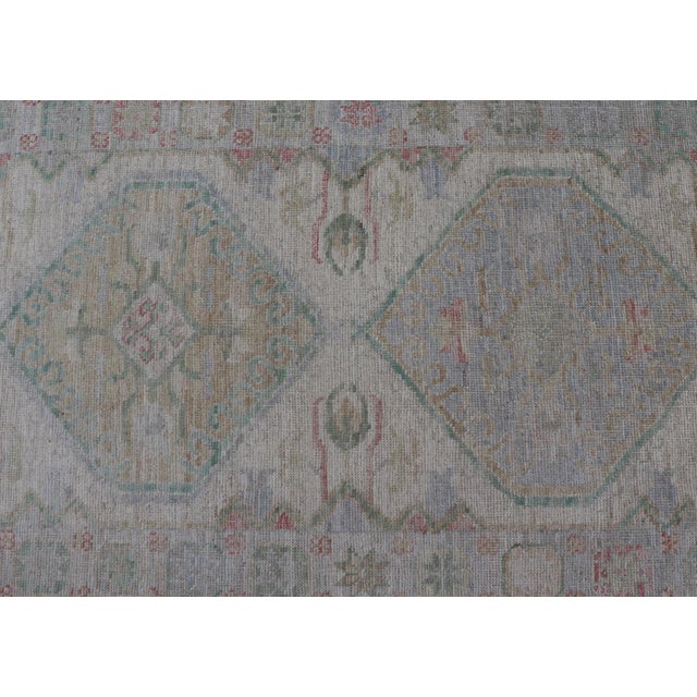 Modern Oushak Runner Design in Cream Background and All-Over Design 3'2 X 16'6 For Sale In Atlanta - Image 6 of 10