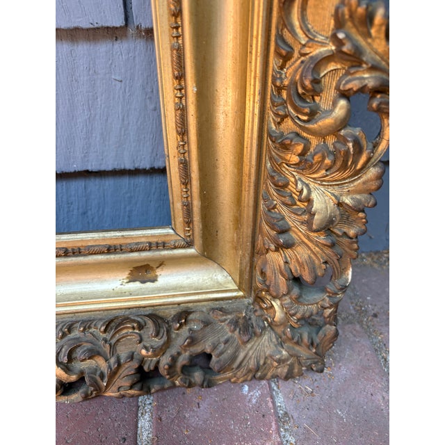 Rococo Antique French Rococo Revival Giltwood Frame – 35” X 50” For Sale - Image 3 of 11