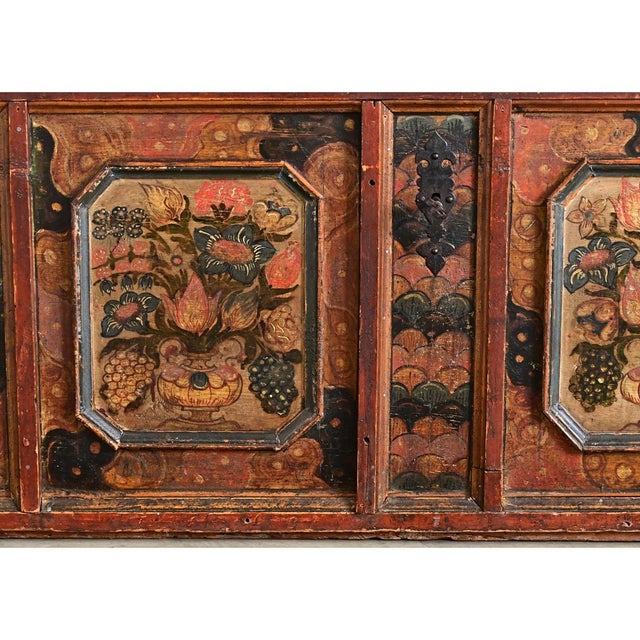 Folk Art Swedish 18th Century Painted Chest-Trunk For Sale - Image 3 of 17