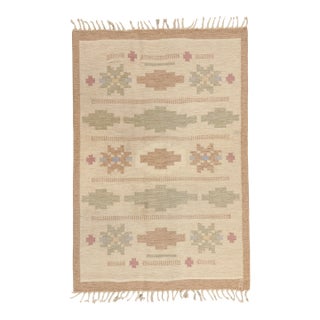 Vintage Swedish Rollakan Rug, 04'06 X 06'07 For Sale