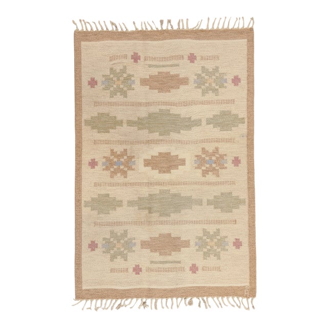 Vintage Swedish Rollakan Rug, 04'06 X 06'07 For Sale