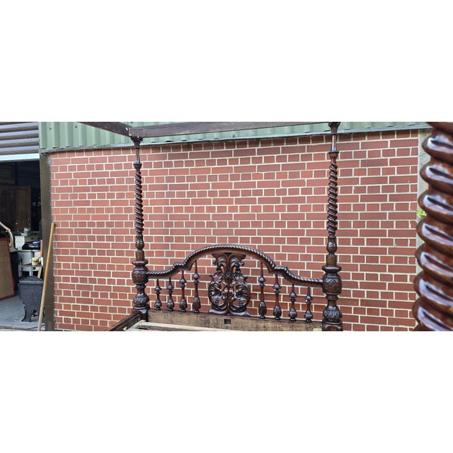 Victorian Anglo-Indian Colonial Raj King Size 4-Poster Bed, 1880s For Sale - Image 10 of 18