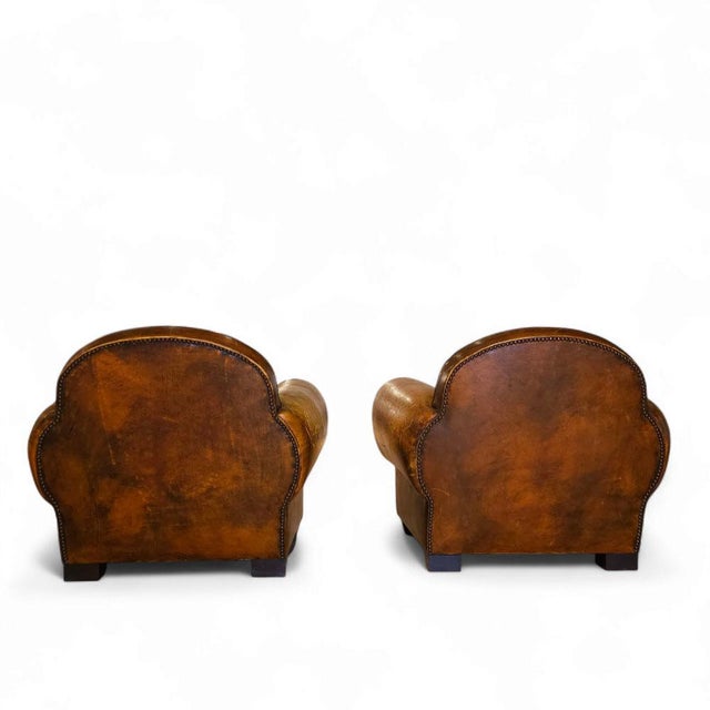 Art Deco A Pair of Custom Normandy Club Chairs Attributed to Jean De Merry, 20th Century For Sale - Image 3 of 6