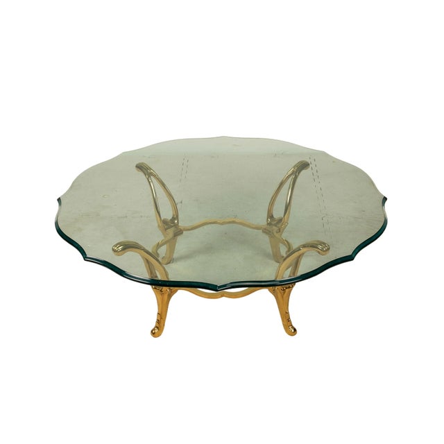 Hollywood Regency Hollywood Regency Brass & Glass Sculptural Coffee Table For Sale - Image 3 of 6